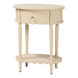 bali & pari Liba End Table - 1-Drawer Accent Table with Scalloped Detailing and Open Shelf Storage for Hallway, Entryway, and Living Room